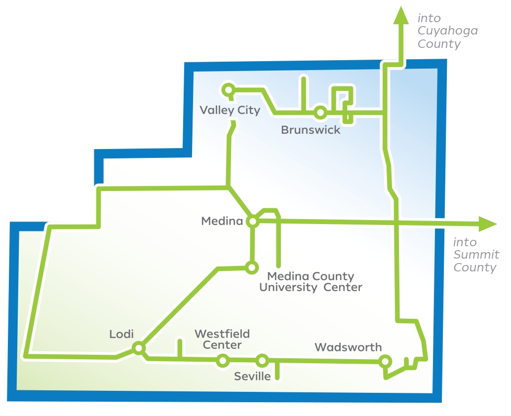Map of Medina County Fiber Network service area